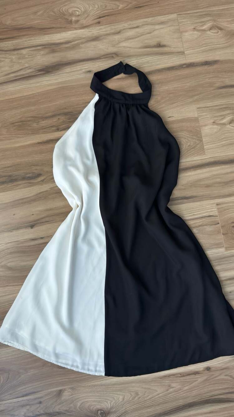 Venus Halter Swing Dress XL Black/White